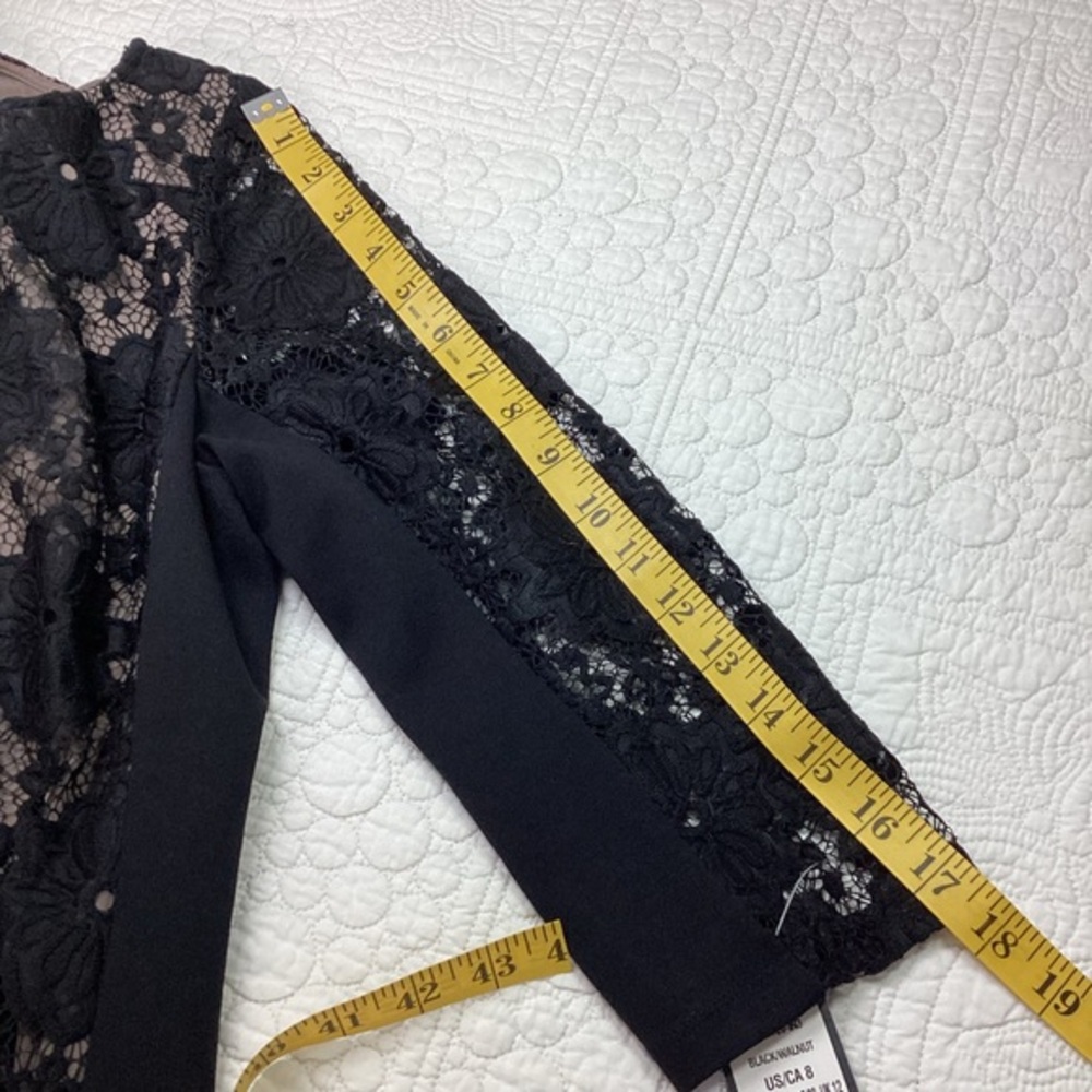 NWT Nine West Black Lace Floral Embroidered Shift Midi Dress Women’s Size 8 - Picture 7 of 12